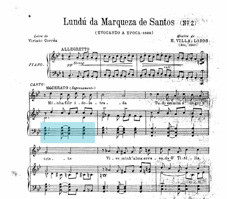 partitura 'Lundù da Marqueza de Santos' di Heitor Villa-Lobos