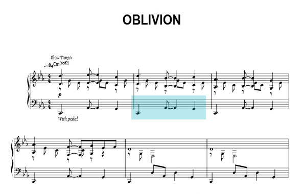 partitura 'Oblivion' di Astor Piazzolla